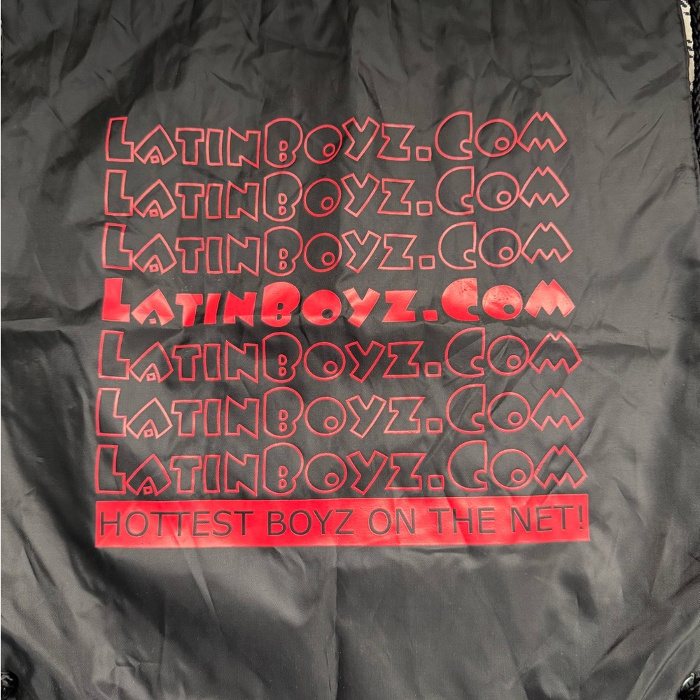 LatinBoyz Black and Red Drawstring Bag